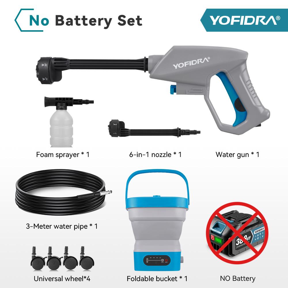 

Электрическая мойка высокого давления YOFIDRA 100BAR со складным баком 15 л, пистолет-распылитель для мытья автомобиля и сада, для аккумулятора Makita 18 В с пином Without battery