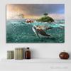 Green Sea Turtle Swims Underwater Wall Pictures Canvas Painting Ocean Marine Life Animal Posters Prints for Living Room Decor