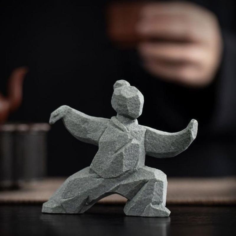 Minimalist Chinese Kung Fu Tai Chi Figurine Creative Desktop Home Decor Gift for Men Tea Ceremony Office Ornament