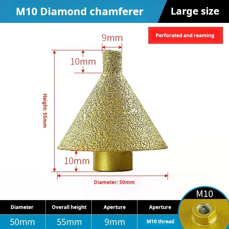 Diamond Beveling Chamfer Bit M10 M14 Thread Diamond Countersink Drill Bit Hole Opener Ceramic Tile Drilling and Enlarging Drill
