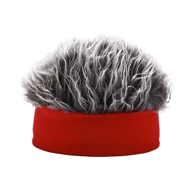 

Модная Шапка-Парик Смешные Короткие Шапки Для Женщин Мужчин Новинка Уличный Хип-Хоп Шапка-Бини С Шипами Искусственные Волосы Смешные Ретро Шапки серый