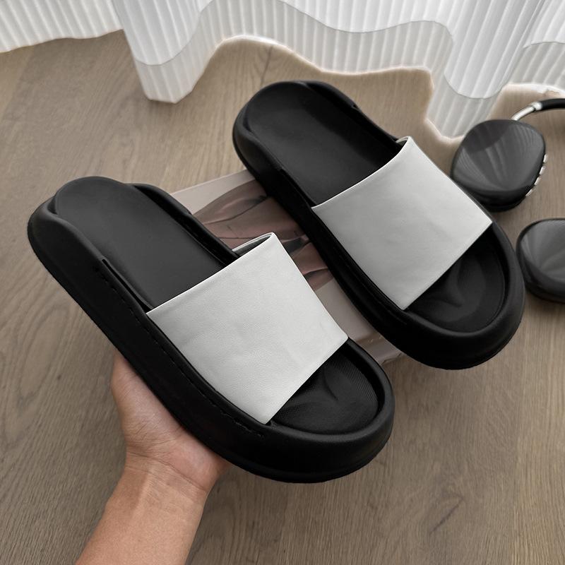 Hausschuhe Herren Sommerbekleidung trendige Sandalen Ausgehen coole Hausschuhe rutschfeste Plateau Strandschuhe 471228 schwarz-J