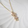 1 Piece Simple Artificial Crystal Bear Pendant Necklaces for Women Golden Stainless Steel Necklace Jewelry Daily Accessories