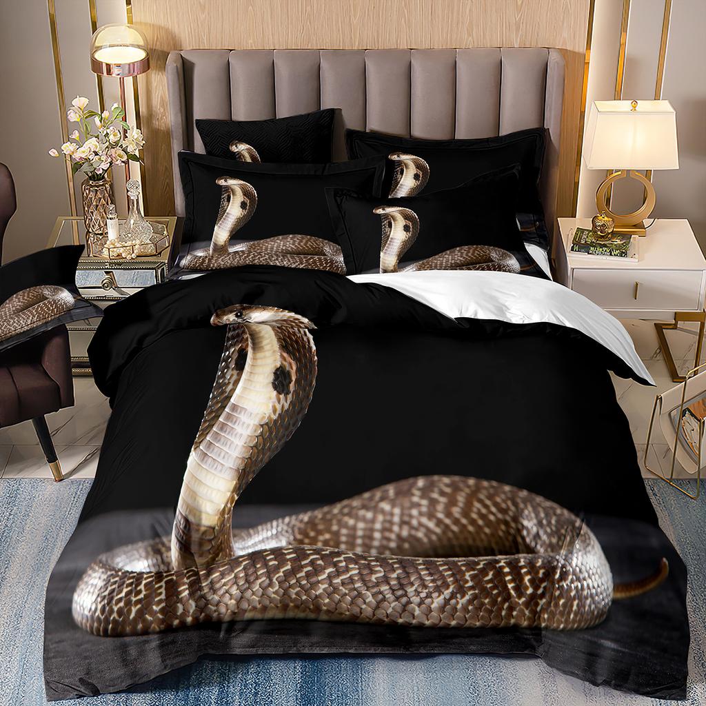 3D Digital Printing Bedding Three-Piece Set Animal Cobra Sheet Duvet Cover