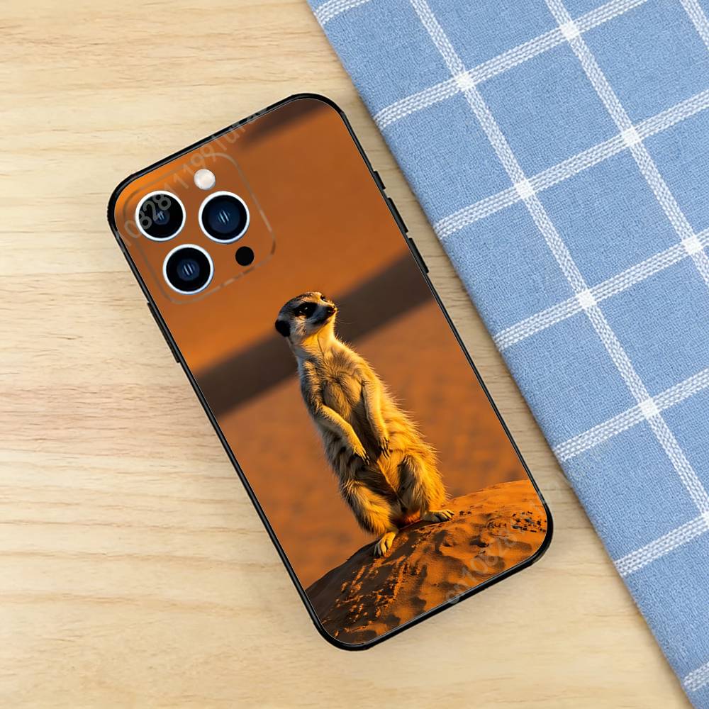 Funny Standing Meerkats Phone Case for iPhone 17 16 16E 15 14 Pro Plus Air 13 12 11 Max Mini X XR XS TPU Bumper