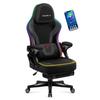 Chaise Gaming HUZARO FORCE 4.6 - Noir LED RVB - Repose-pieds Et Éclairage RGB LED - Ergonomique