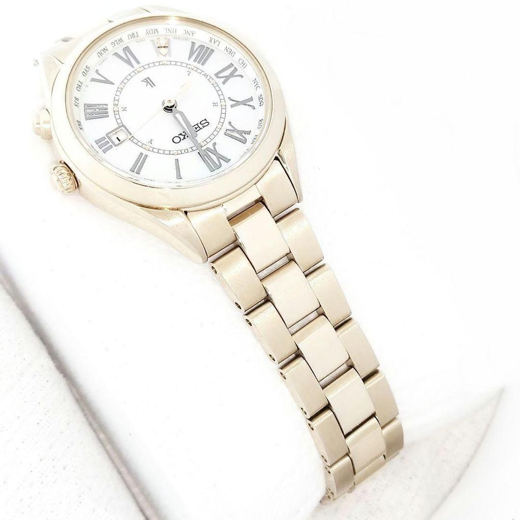 Used [Unused grade18cm] Seiko Rukia Radio Solar Diamond Titanium Gold