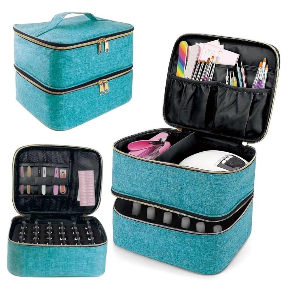 Double Nail Polish Organizer Portable Tote Cosmetic Organizer Gifts Nail Polish Storage Bag
