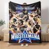 Wrestlemania Customize Text Blanket Lightweight Personalized Blanket Durable Comfort Versatile for Seaside Picnics Sofa Livingroom All-Season Use