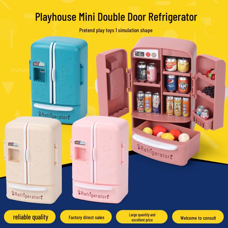 Mini Double-Door Dollhouse Refrigerator Toy