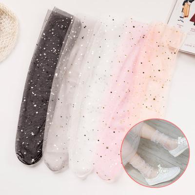 1 Pair Lovely Star Moon Lace Thin Socks Mesh Fishnet Elasticity Mid Stockings Breathable