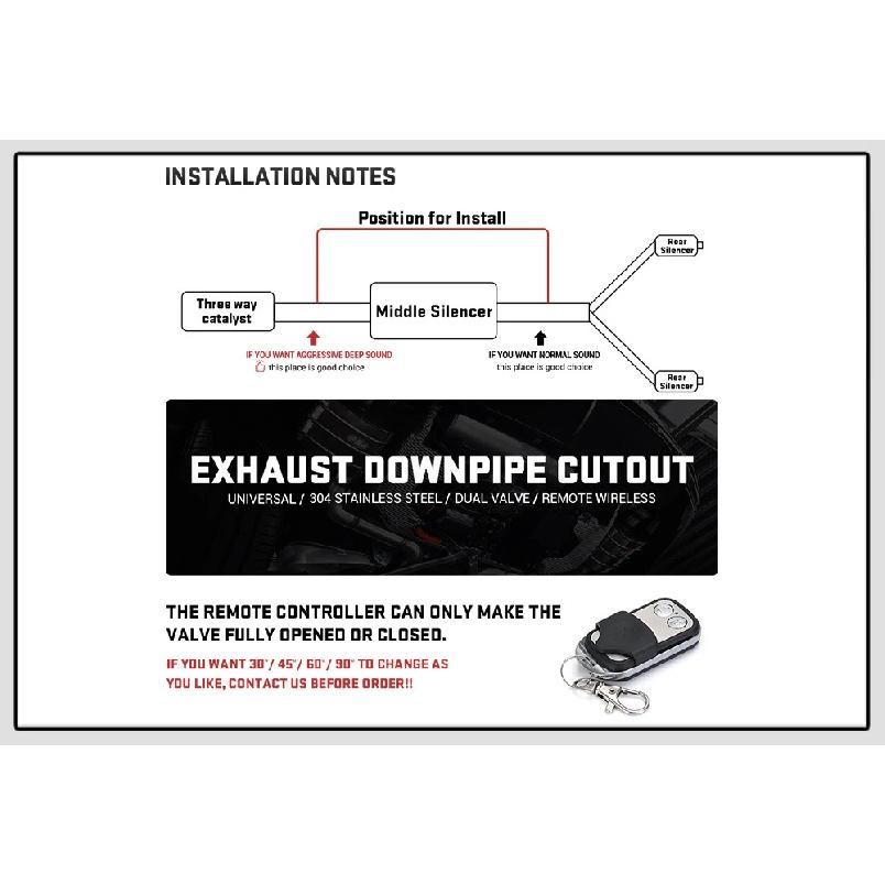 Universal Stainless Steel 304 2.0" 2.25" 2.5" 3" Dual-Valve Electric Exhaust Downpipe Cutout With Remote Wireless Accessories