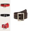 Punk Rock Style Belt With Alloy Snap Button And Leather Look For Youth And Teen Fashion