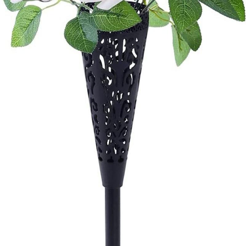 2/4 Stück Friedhofsvase mit Spießen Kunststoff Friedhof Grabvase Blumenhalter für Friedhof Garten Rasen Grabdekorationen