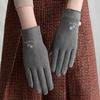 1 Pair Women Gloves Keep Warm Full Finger Flannel Touch Screen Winter Cycling Gloves for Outdoor