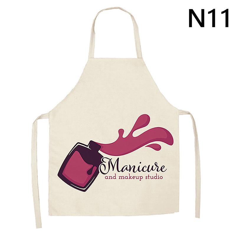 Nail Polish Lipstick Beauty Kitchen Women Apron Household Cleaning Cotton Linen Pinafore Salon Home Cooking Baking Adult Bib