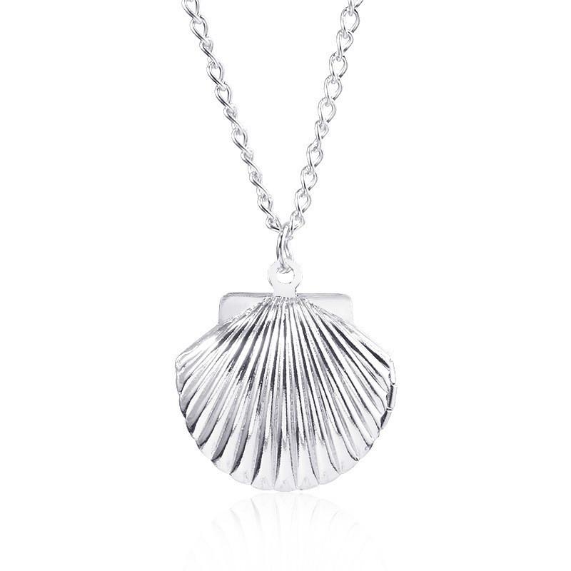 Minimalist Openable Mini Shell Photo Frame Metal Necklace For Girls And Women