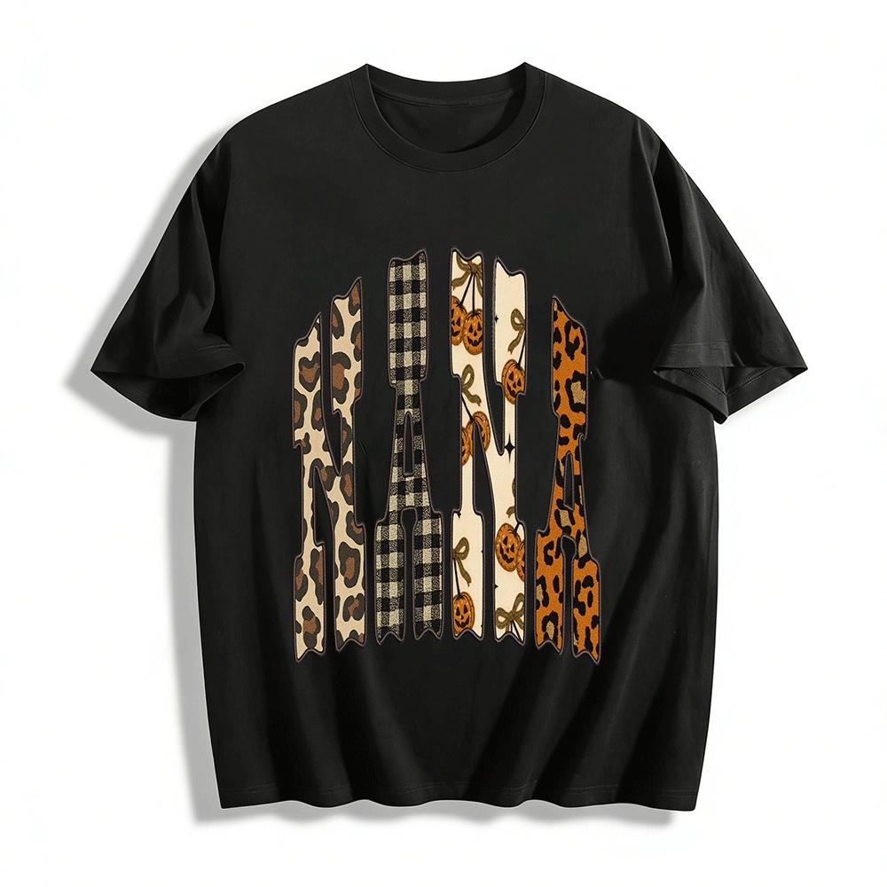 

Halloween Pumpkin Leopard Plaid NANA Print Casual Top Pure cotton T-shirt XXS