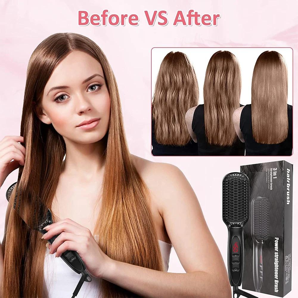 Hot Comb Hair Straightener Brush Comb Electric Hair Brushes Straightener Hair Anti-scalding Ceramic Beard Straightening Brush