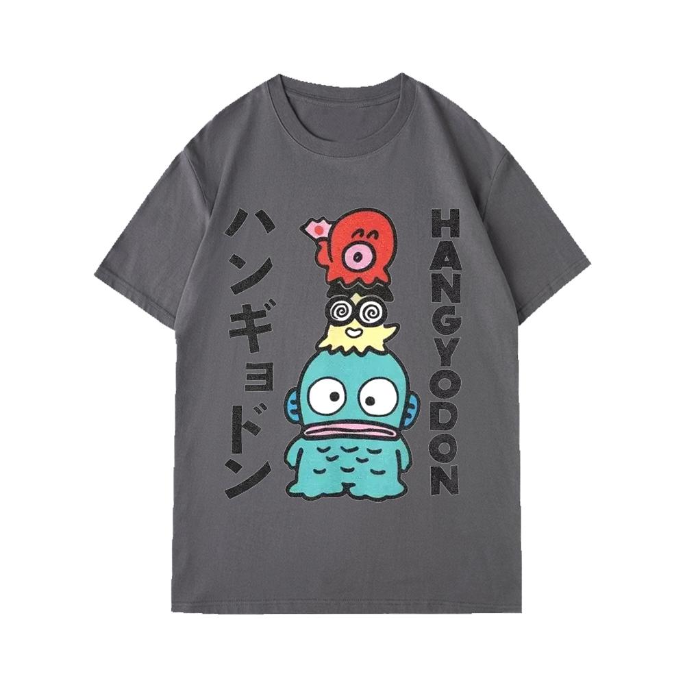 Hangyodon Japonské pro Muže Ženy Tričko Vintage Topy Košile Dámské Krátký Rukáv Léto Dámské Oblečení Y2k Top Dámské Oblečení