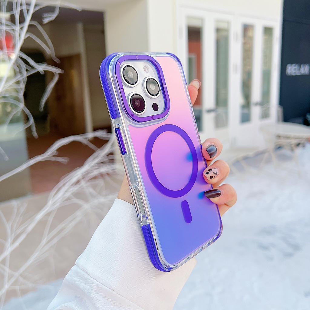 For iPhone 16 Pro Case Compatible with MagSafe Color Changing TPU Acrylic Phone Back Cover