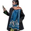 New Blue Imitation Cashmere Scarf Women's Winter Thickened Warm Scarf Versatile Cashmere Feel Fringed Shawl