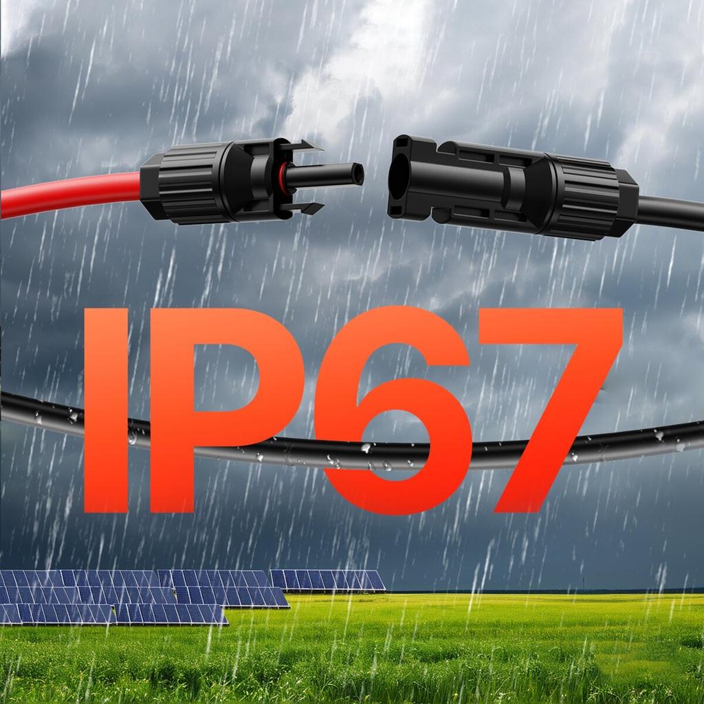 30.48m/100FT Solar Panel Extension Wire Female & Male Connectors 6mm²/10AWG Set of 2