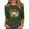 Women's Fashion Casual Seven-Point Sleeve Print Round Neck Top