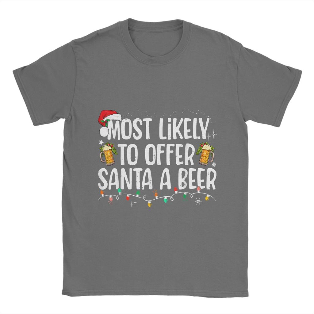Funny Christmas and beer T-Shirts Men O Neck 100% Cotton T Shirts  Short Sleeve Tees Summer Clothes