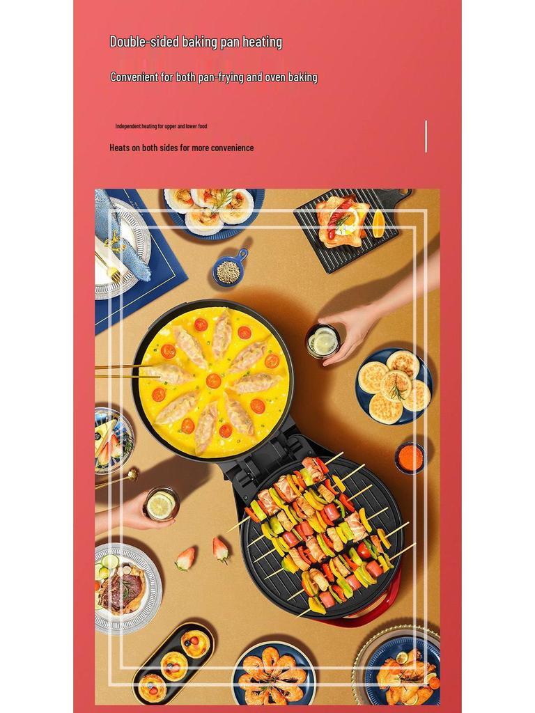 Electric Griddle with Double-Sided Heating: Extra Deep Grill, Barbecue Pot, Baking Pan, and Pancake Maker for Home Use