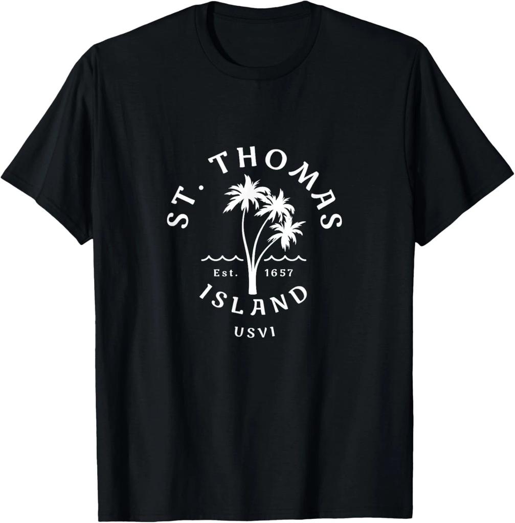 Retro Cool St. Thomas USVI Beach Palm Tree Novelty Souvenir T-Shirt