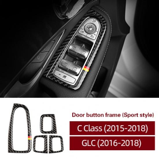 Carbon Fiber For Mercedes Benz W205 C Class GLC X253 Car Window Control Panel Trim Button Frame Stickers Interior