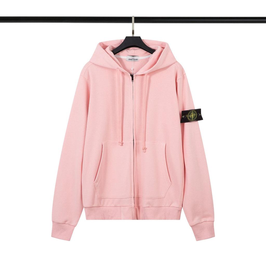 STON Basic Solid Color Compass Patch Fleece Hoodie Long Sleeve Pullover Sweatshirt for Men Women