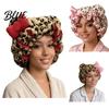 Soft Plush Sleep Hat Leopard Print Sleeping Bowknot 3D Cat Ear Decor Adjustable No Satin Cap Frizz Fit Double Layer Lined Hair Protection Bonnet