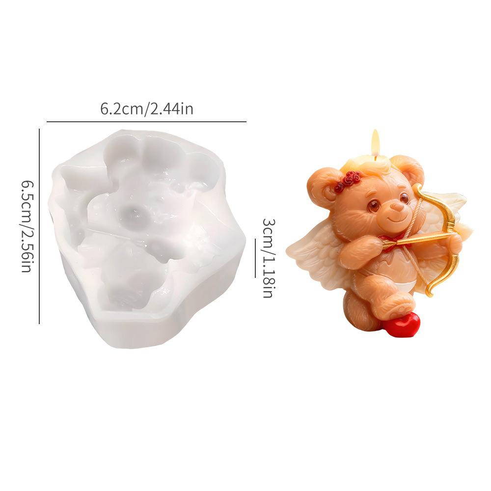 Creative Heart-Shaped Cupid Bear Valentine's Day Candle Silicone Mold Love Hot Air Balloon Bear DIY Craft Resin Mould Home Decor
