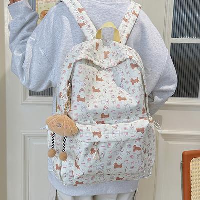 Special Clearance - Floral Puppy Backpack Backshoulder Junior High School Student Girl Cute Bag Original School Bag