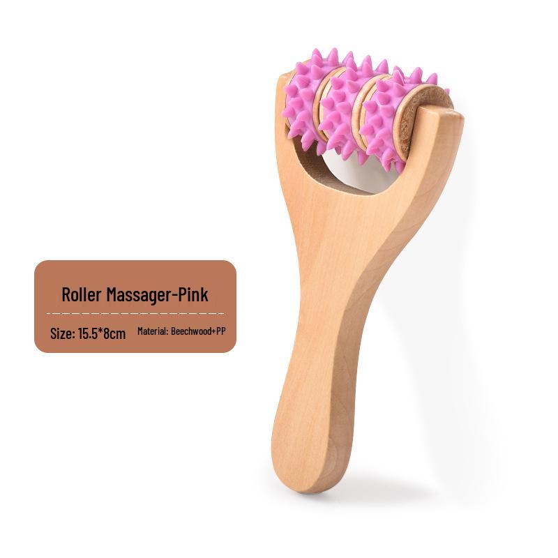 Wooden Portable Roller Massager for Neck, Shoulders, Spine, Legs, and Feet