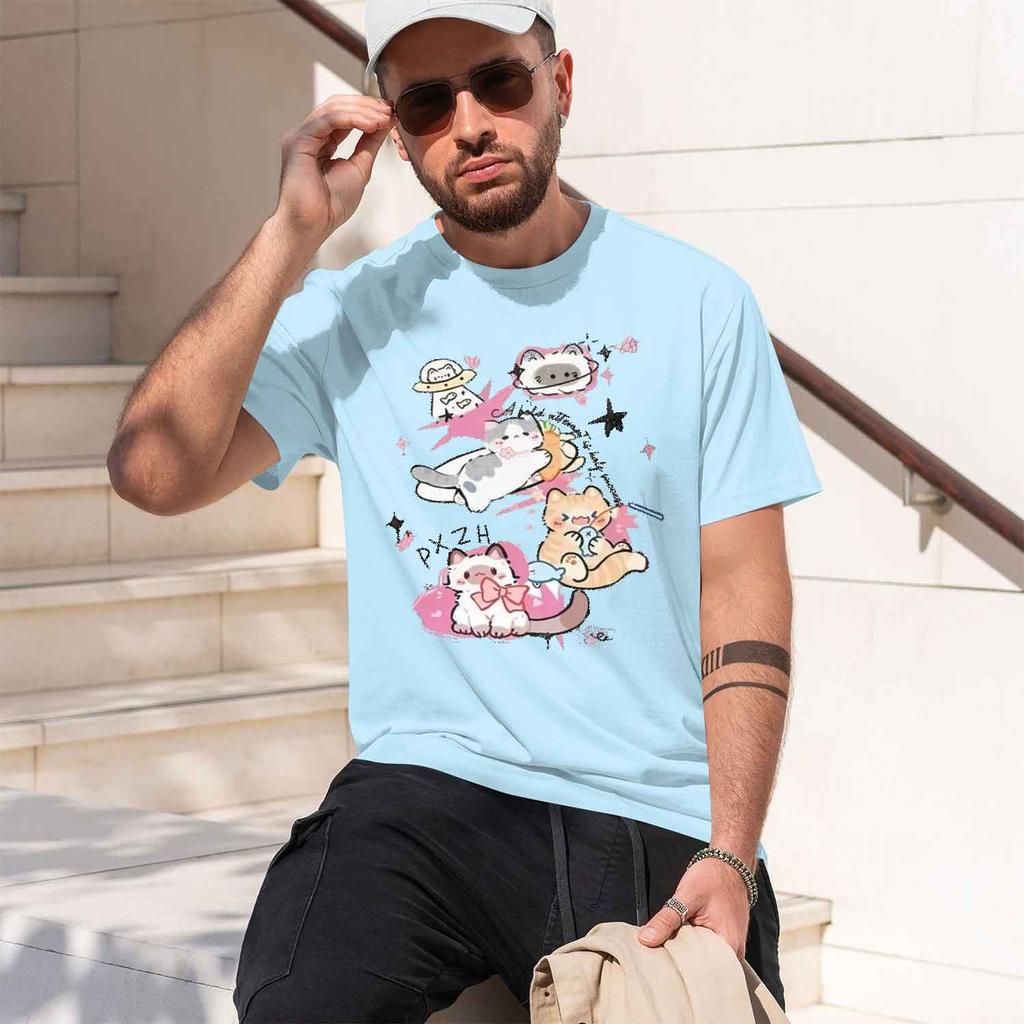 2026 New Cute Summer Crew Neck Short Sleeve Tee Versatile Loose Couple Top Casual Graphic Printed Tshirt