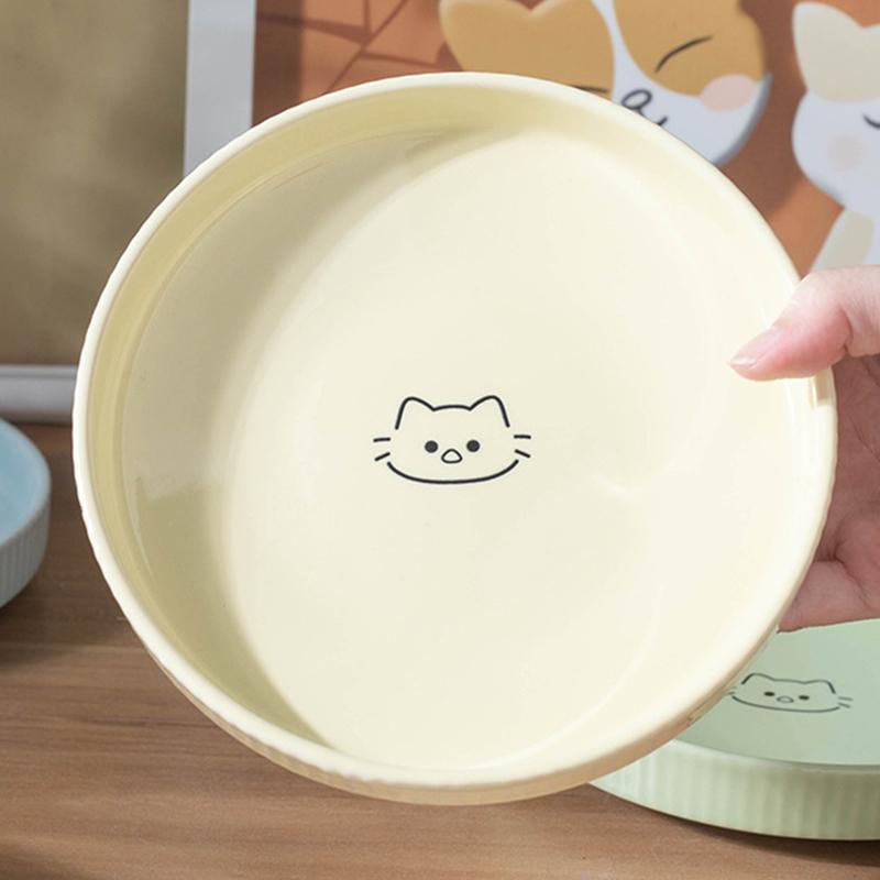 Durable Ceramic Pet Cats Plates Cartoon Pet Cat Food Bowl Shallow Mouth Pet Food Bowl Pet Water Feeder Bowl Pet Supplies