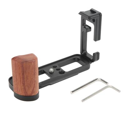 Quick Release Plate Aluminum Alloy CNC L Shaped Camera Shooting Plate with Wooden Handle Fit For