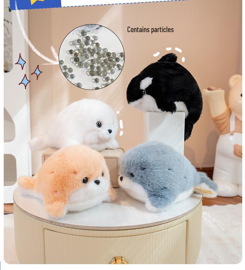 Cute Baby Seal Plush Toy with Orca Figure - Adorable Aquarium Animal Doll