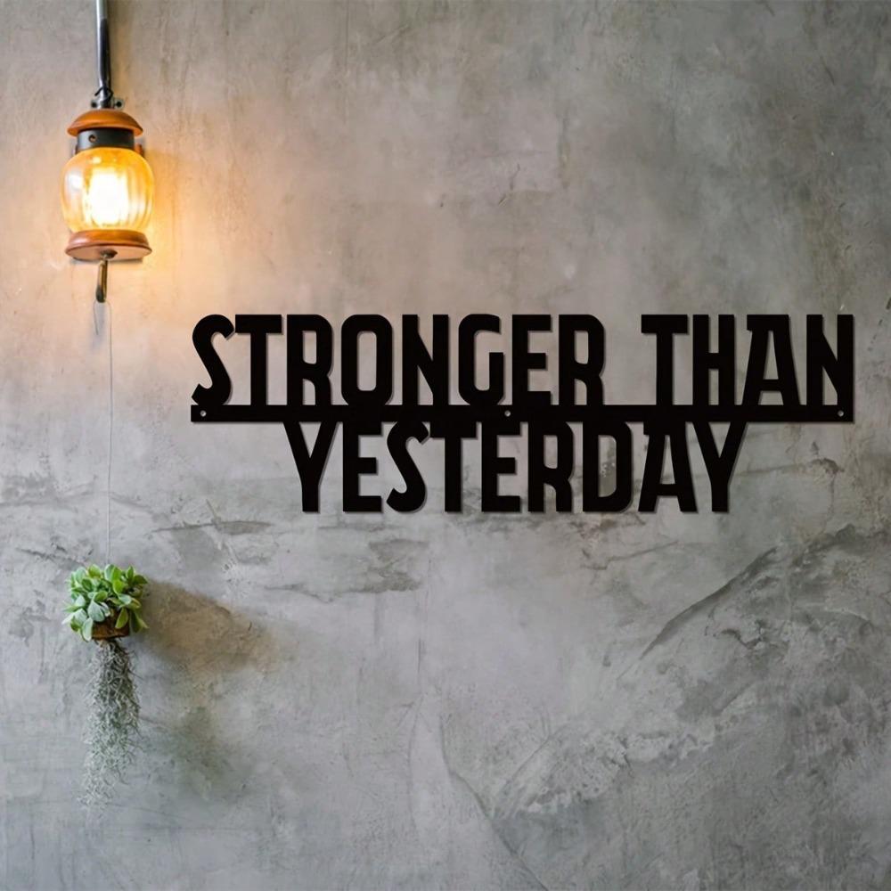 Stronger Than Ever Metal Sign 1pc Home Gym Wall Art Inspirational Quote Decor Motivational Gift For Men Women