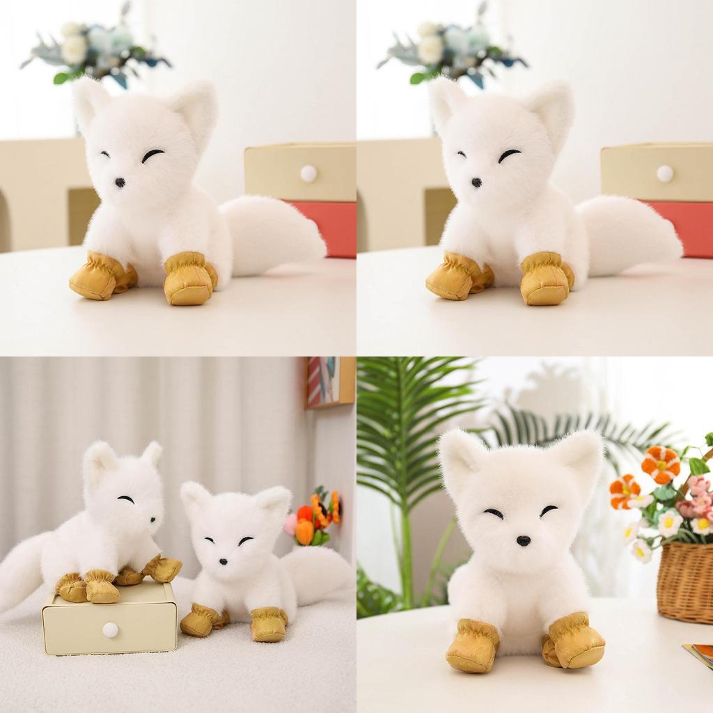 Realistic Snow Fox Plush Toy Soft Stuffed Animal Doll For Kids Ideal Gift