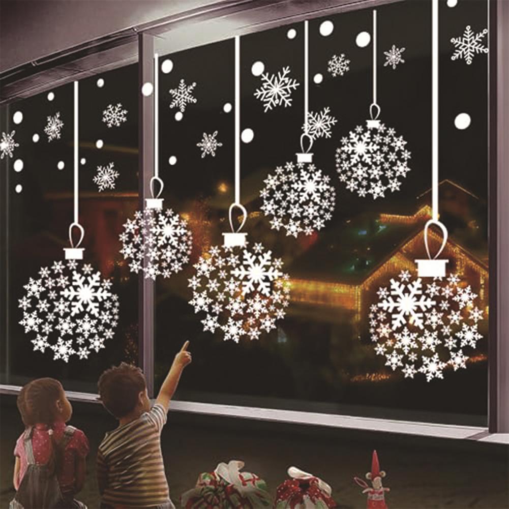 Snowflakes Window Sticker Street View Window Stickers Christmas Snowflake Window Clings White Snowflake Stickers for Glass
