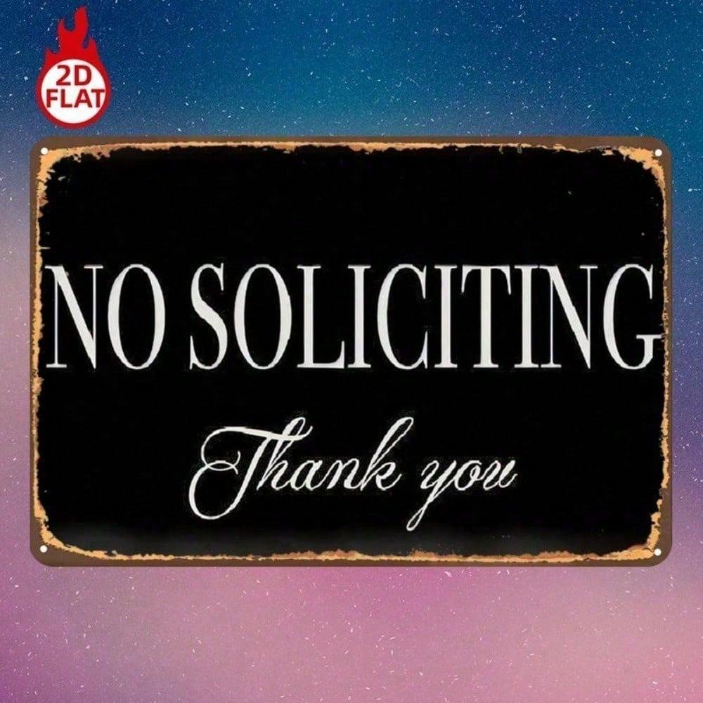 1pc No Soliciting Thank You Metal Sign 8x12 Vintage Iron Wall Art for Door Garage Bar Home Decor