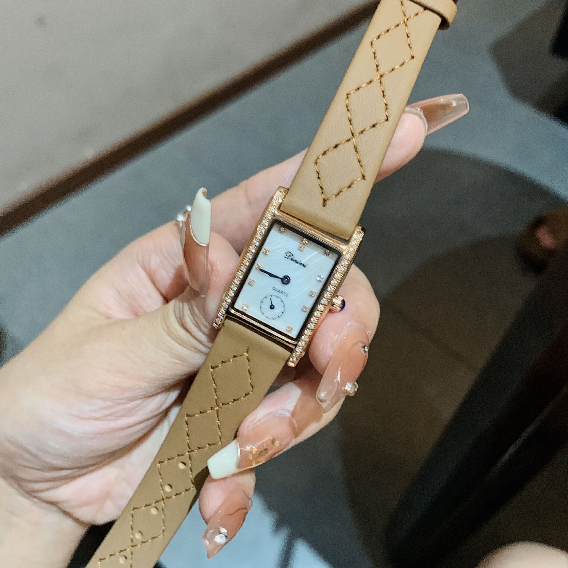 Women S Watch Belt Watch Women S Square Second Hand Independent Diamond Set
