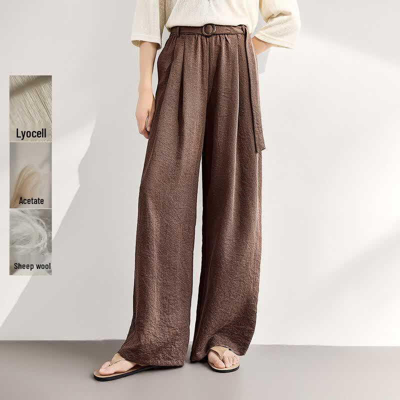 IHIMI Women s Lyocell Blend Tie-Waist Wide-Leg Pants XL