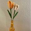 1pcs Finished Handmade Hand-knitted Yarn Crochet Tulip Artificial Flowers Bouquet Birthday Gift Wedding Home Decor