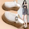 Popular Trendy Baotou Half Slippers Women 2025 Outer Wear Thick Bottom Summer New Woven Hollow Soft Bottom Casual One Pedal