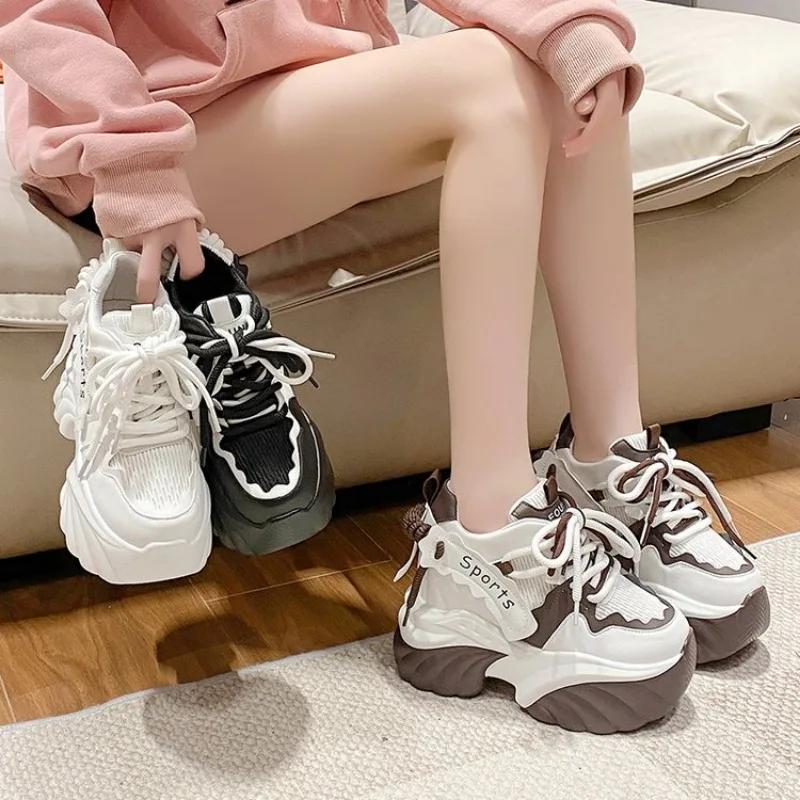 Fashion hot sale 2025 Spring New Women Platform Sneaker Mesh Casual Chunky sneakers Wedges Breathable Height Increasing Shoes for Woman
